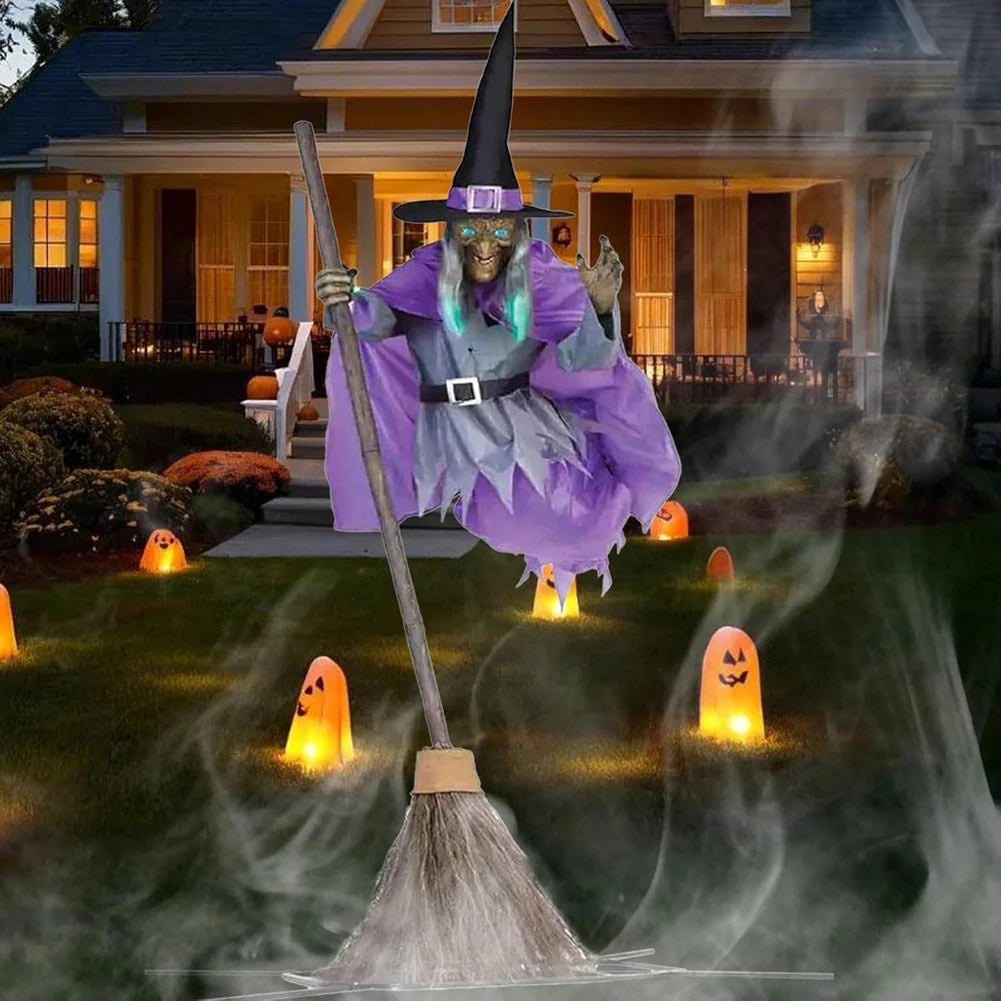 Halloween Decoration Flying Witch with Scary Sounds & Lights Large Hanging Luminous Soundmaking Bar House Horror Decoration