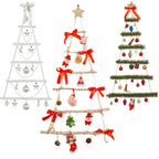 Christmas Tree Wall Decoration Glowing LED Red Bow Snowman Pine Cone Festive Home Indoor Hanging Accessory Set