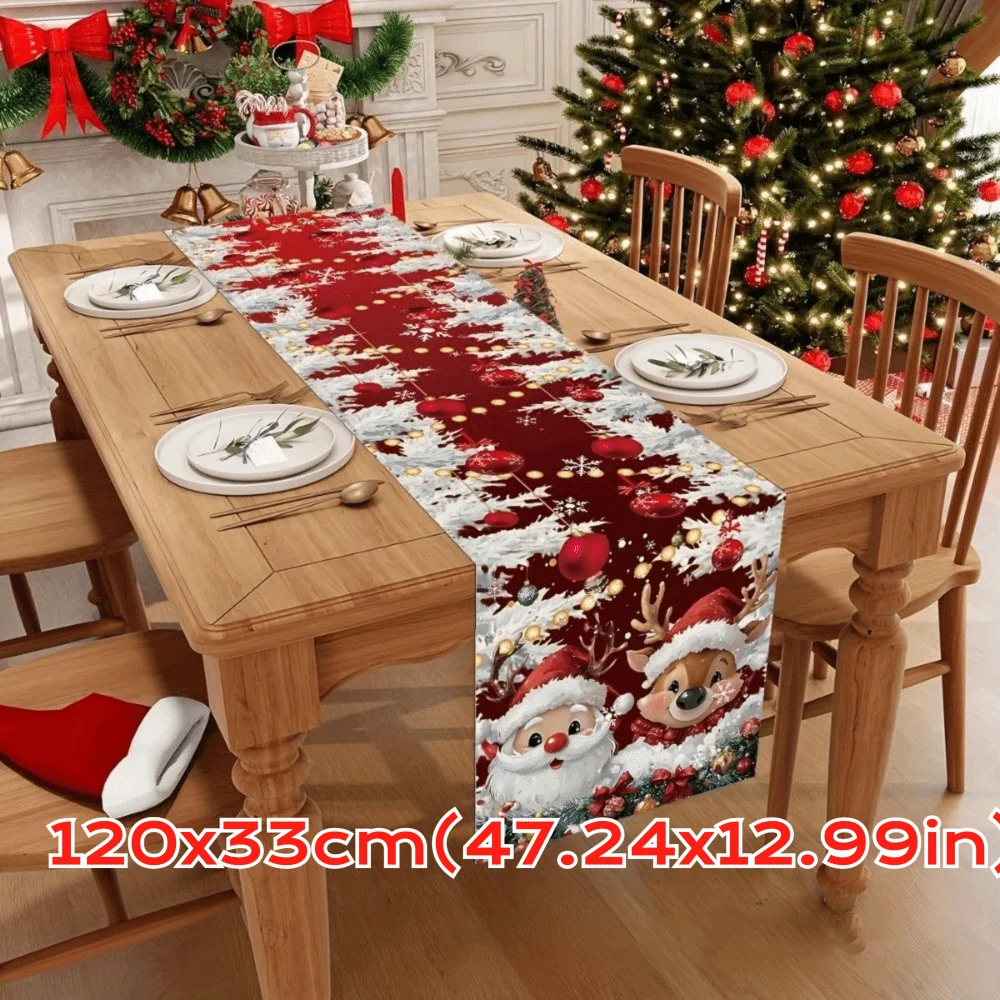 New New Year Christmas Table Runner Snowman Santa Claus Christmas Tablecloth Navidad Gift Elk Table Decor Christmas Party
