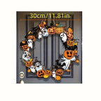 Halloween Wooden Sign Pumpkin Ghost Hanging Wood Plaque Wreath Accessory Home Wall Room Cafe Shop DIY Holiday Party Decoration