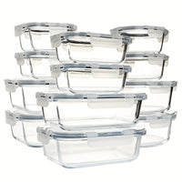 24PCS (12containers+12lids) High Borosilicate Glass Food Storage Containers Set - Leakproof Airtight Lids Perfect for Meal Prep
