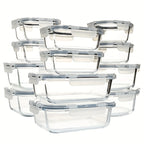 24PCS (12containers+12lids) High Borosilicate Glass Food Storage Containers Set - Leakproof Airtight Lids Perfect for Meal Prep