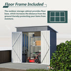 6x4 Ft Heavy Duty Metal Outdoor Storage Shed Lockable Double Doors with Floor Frame All Weather Utility Cabinet Backyard Patio