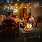 Fire Basket Garden Fireplace 81x81x45cm Including Grill (51*51cm) And Waterproof Cover For Heating/Grilling Metal Brazier