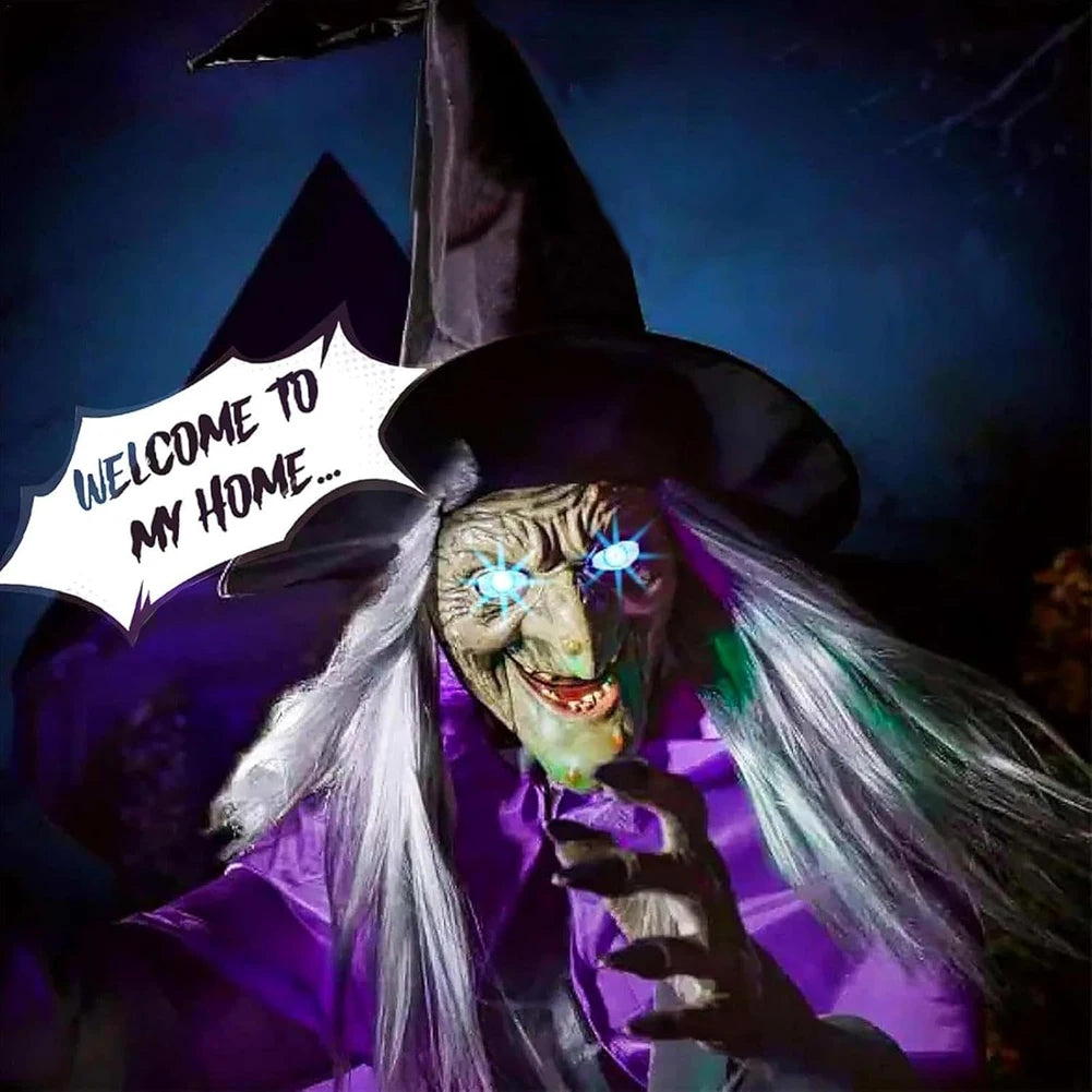 Halloween Decoration Flying Witch with Scary Sounds & Lights Large Hanging Luminous Soundmaking Bar House Horror Decoration