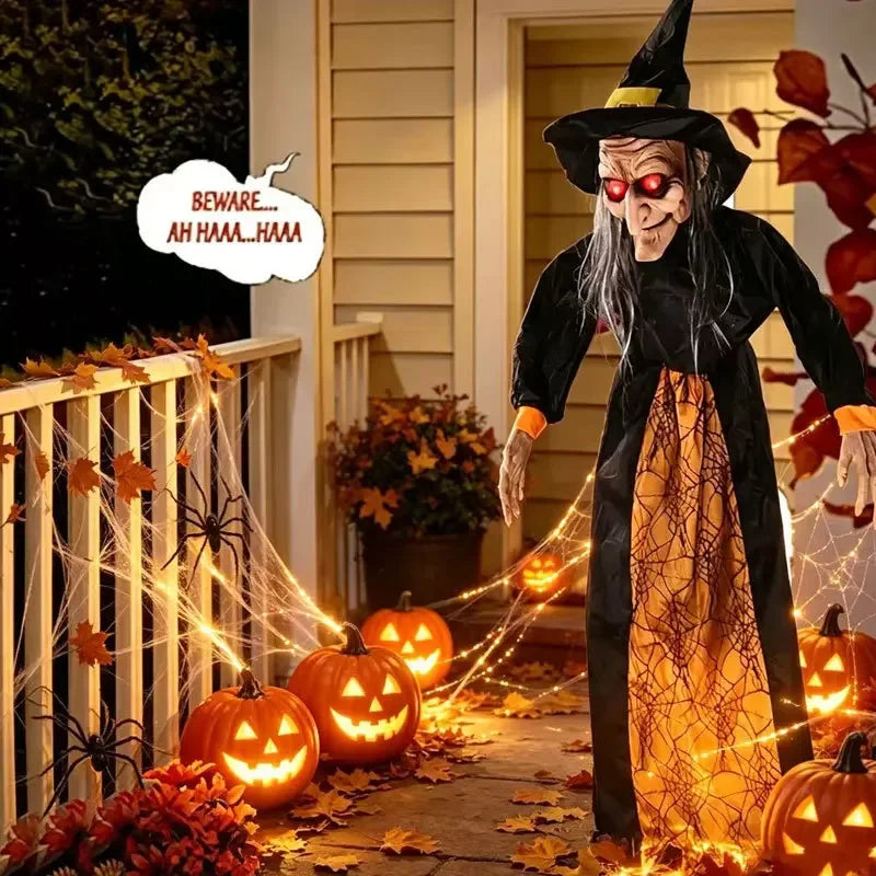 Halloween Witch Ghost Decor Horror Pendant Glowing Prank Props Electric Toys Haunted House Bar Club Home Festival Decoration