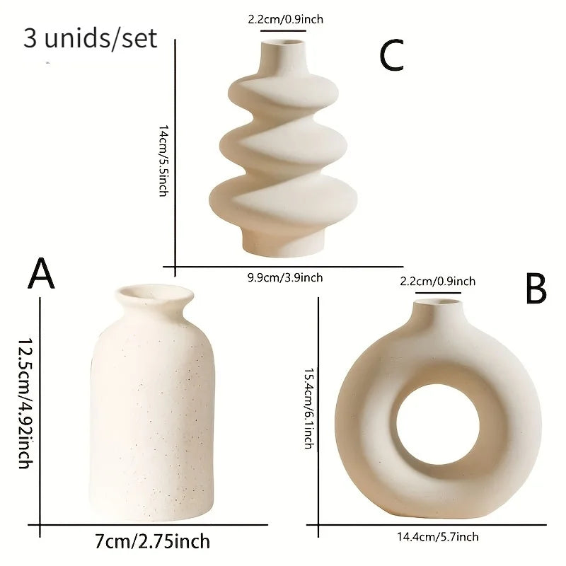 Set of 3 Bohemian Ceramic Vases
