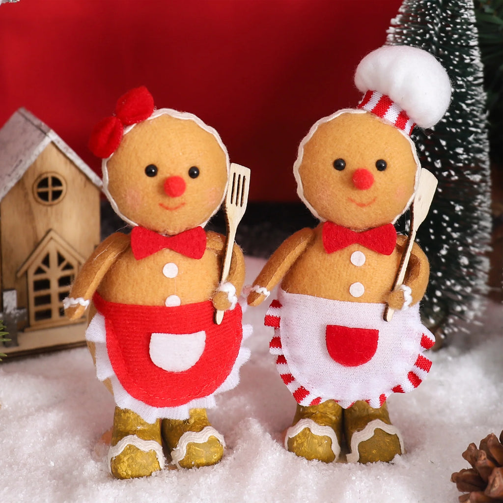 Christmas Chef Gingerbread Man Desktop Ornament for New Year Party Home Supply Decor Holiday Xmas Gift Decoration