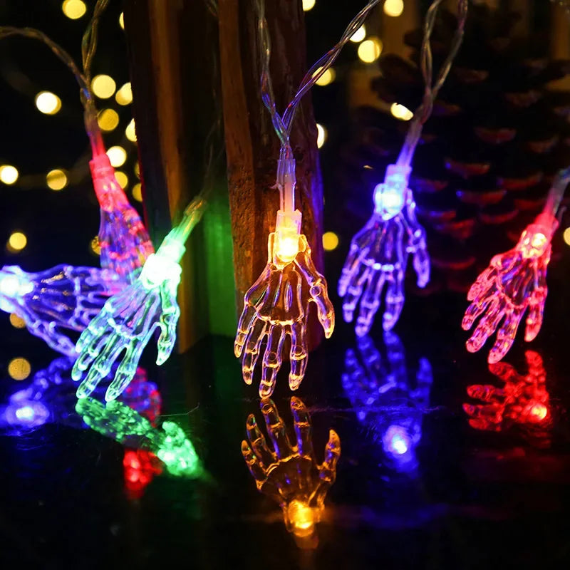 Halloween Led Lights String Twinkle Party Festoon Light Decoration Skull Pumpkin Bat Outdoor Lights Garland Street Portable