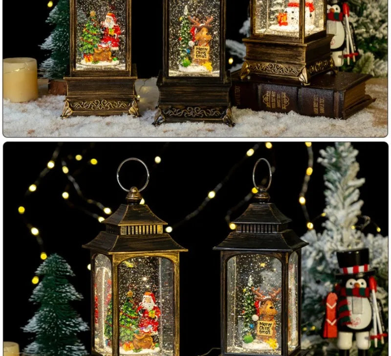 LED Christmas Lanterns Crystal Balls Music Boxes Snowflakes Snowfall Lanterns Christmas and New Year Gifts Hanging Ornaments