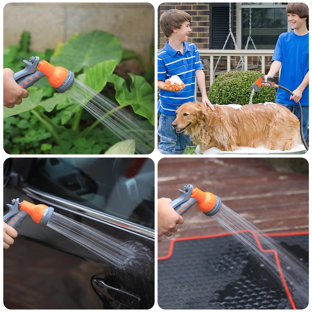 Wall Mounted Retractable Garden Hose Reel, 1/2 in X 72/100 ft, Auto Slow Rewind, 180° Swivel, 9-Function Nozzle, Any Length Lock