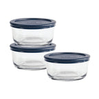 Glass Storage Containers Set of 3 BPA-Free Food Storage Round 2 Cup Microwave Safe Dishwasher Safe Stackable Storage Jars