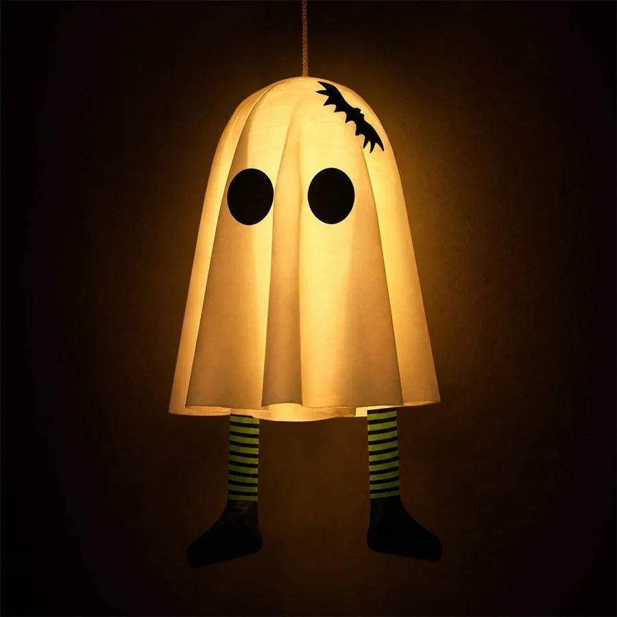 Halloween LED Ghost Pendant Lights, Glowing Wizard Hat Ghost Lantern Decorations, Spooky Hanging Ornaments for Room, Home