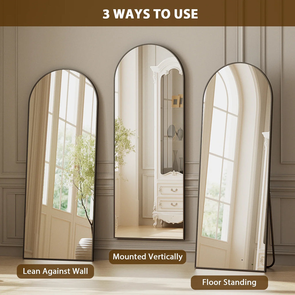 59x16 64x21 71x26 Black Arched Full-Length Mirror Free Standing Full Body Floor Mirror for Home Decor And Styling