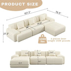 107in Modular Sectional Sofa with Ottoman L-Shape Deep Seat Corduroy Memory Foam No Assembly Living Room Furniture Custom