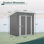 6x4 Ft Heavy Duty Metal Outdoor Storage Shed Lockable Double Doors with Floor Frame All Weather Utility Cabinet Backyard Patio