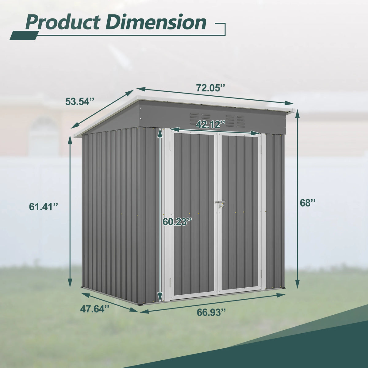 6x4 Ft Heavy Duty Metal Outdoor Storage Shed Lockable Double Doors with Floor Frame All Weather Utility Cabinet Backyard Patio