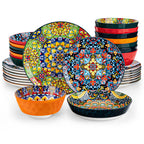 Vancasso 12/16/18/24 Piece Ceramic Dinnerware Set Stoneware Bohemian Style with Dinner/Dessert Plate/Cereal/Pasta Bowl For 6