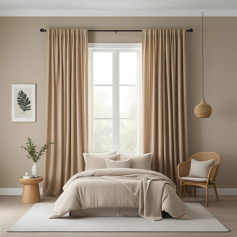 2pcs Luxury atmospheric blackout curtain bedroom living room French American curtain finished