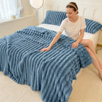 1PC Ribbed Fleece Blanket Twin/Full/Queen/King Soft Warm Textured Plush Throw for Bed Sofa Home Decor