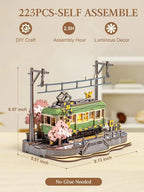 Robotime Sakura Journey Tram 3D Wooden Puzzles with LED Lights Home Decor Gift for Adults Women Girls