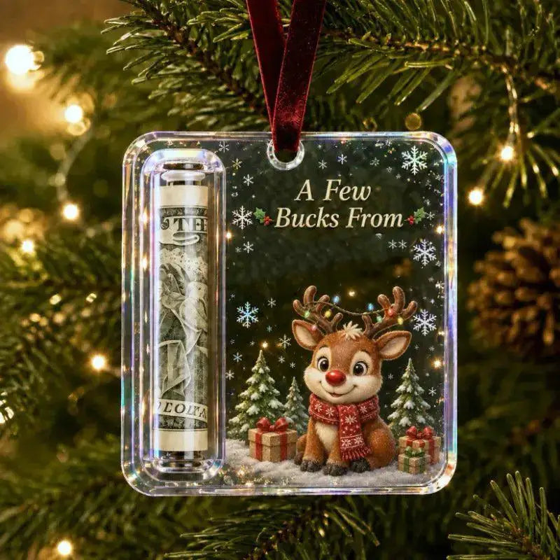 Christmas Cartoon Snowman Elk Santa Claus Acrylic Money Holder Merry Christmas Tree Hanging Ornaments Xmas Tree Pendant Gifts
