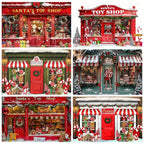 Christmas Photography Backdrop Vinyl Santa's Toy Shop Decoration Backdrop for Xmas Party Supplies Photo Background Studio Decor