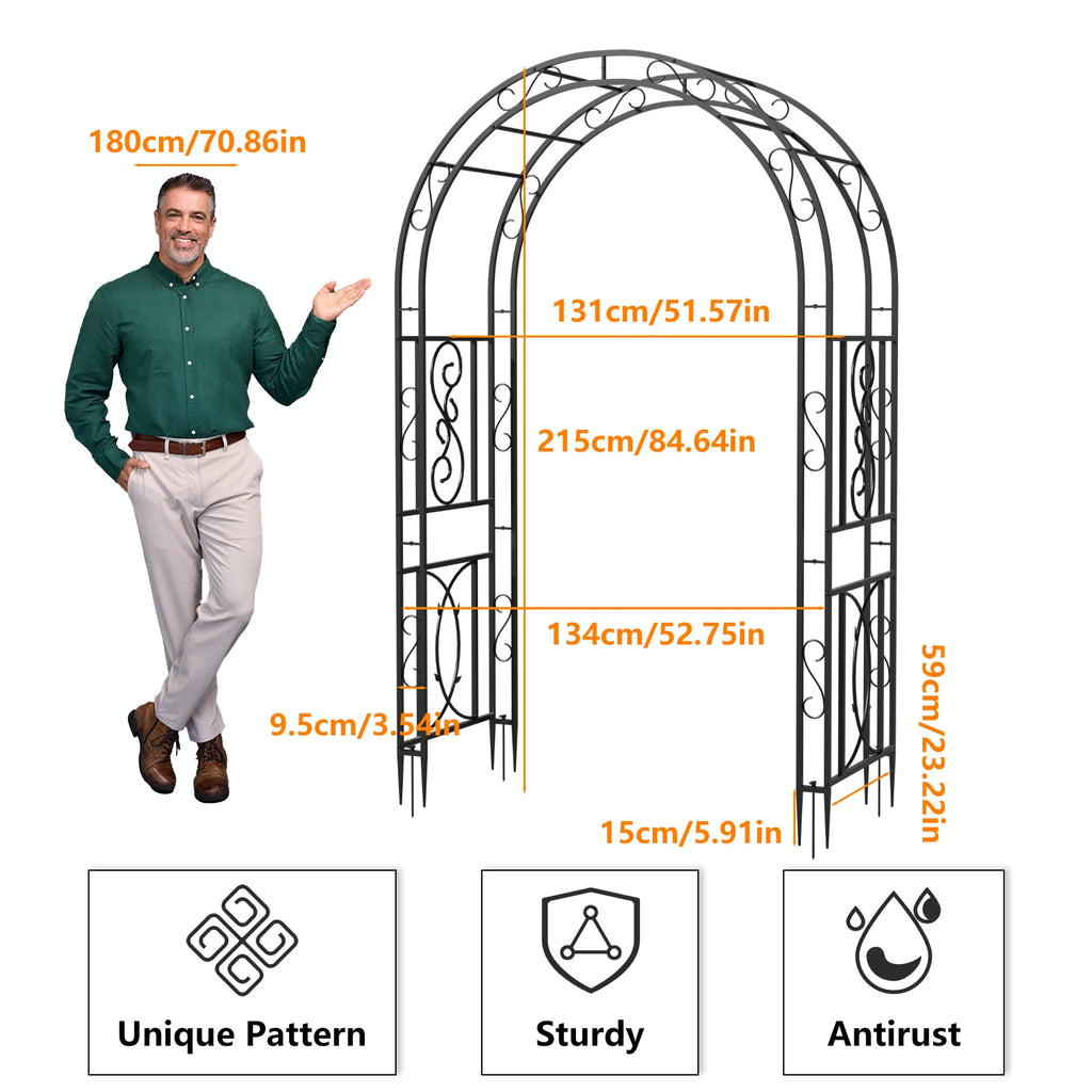 Heavy Duty Metal Garden Arbor Vine Flower Frame Plant Arch Trellis for Clambing Plants