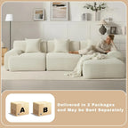 107in Modular Sectional Sofa with Ottoman L-Shape Deep Seat Corduroy Memory Foam No Assembly Living Room Furniture Custom
