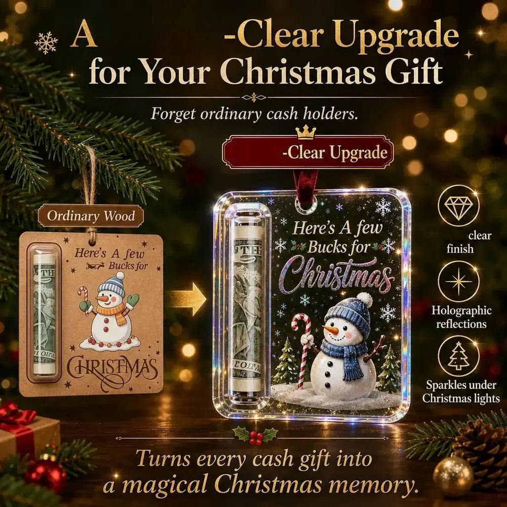 Christmas Cartoon Snowman Elk Santa Claus Acrylic Money Holder Merry Christmas Tree Hanging Ornaments Xmas Tree Pendant Gifts