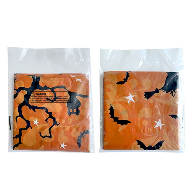 Halloween Decoration Tablecloth Pumpkin Spider Web Plastic Folding Setsholidayparty Hometableclothsuppliesbackdroparrangement