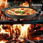 Multifunctional Cast Iron Skillet Non-Stick Design for Pizza Grilling Pancakes Compatible with All Stove Types