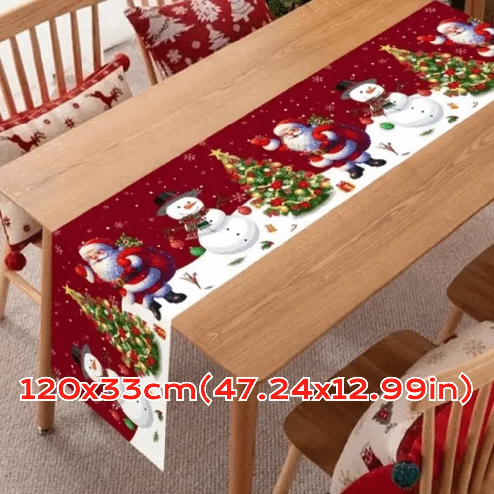 New New Year Christmas Table Runner Snowman Santa Claus Christmas Tablecloth Navidad Gift Elk Table Decor Christmas Party