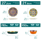 Vancasso 12/16/18/24 Piece Ceramic Dinnerware Set Stoneware Bohemian Style with Dinner/Dessert Plate/Cereal/Pasta Bowl For 6