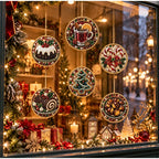 Christmas Diamond Painting Kit DIy Christmas Wooden Ornaments Xmas Snowman Reindeer Hanging Decor Relaxing Project Holiday Gifts