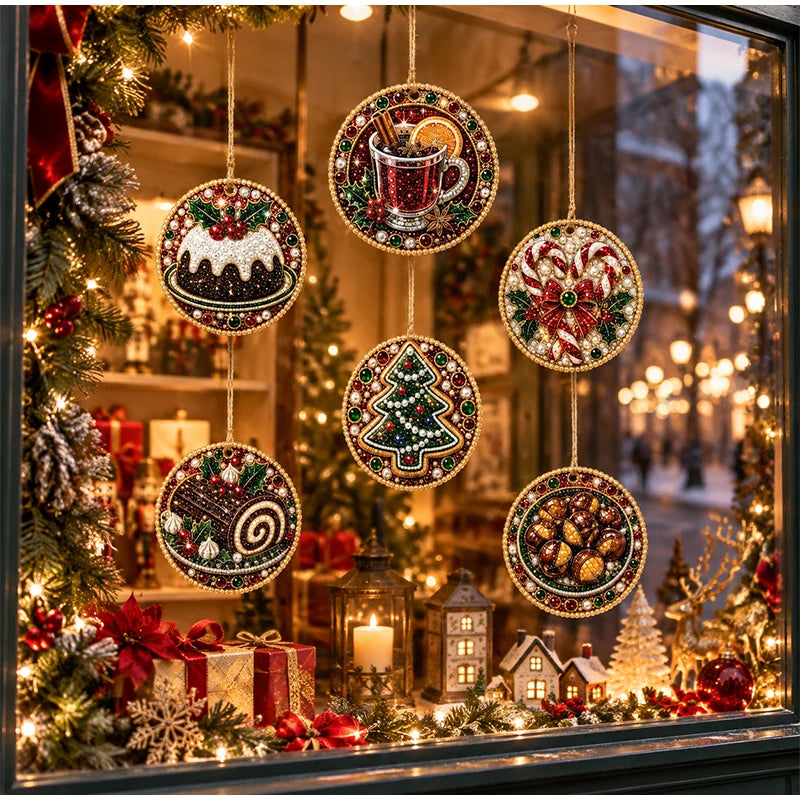 Christmas Diamond Painting Kit DIy Christmas Wooden Ornaments Xmas Snowman Reindeer Hanging Decor Relaxing Project Holiday Gifts
