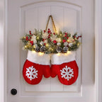 Christmas Gloves Wreath with Light with Light Design Wreath Hanging Ornaments for Christmas Indoor Outdoor Wall Decor
