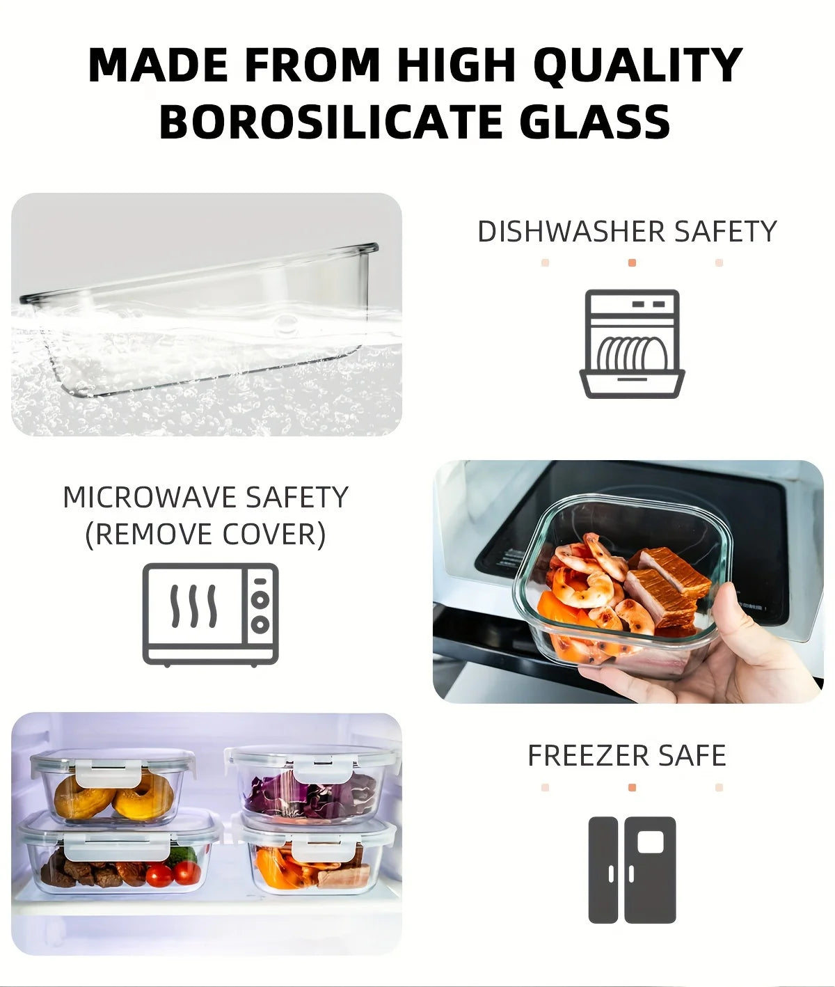 24PCS (12containers+12lids) High Borosilicate Glass Food Storage Containers Set - Leakproof Airtight Lids Perfect for Meal Prep