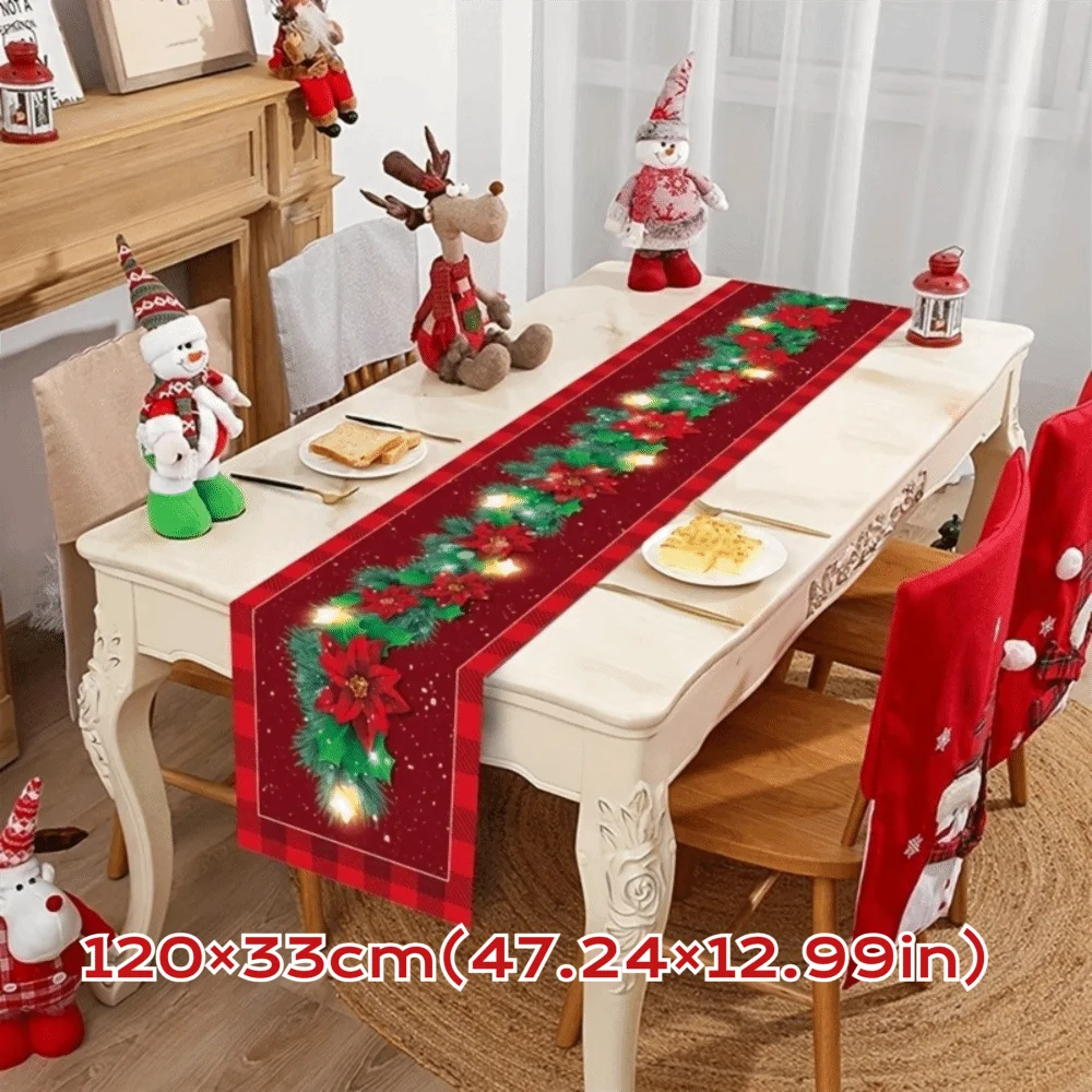 New New Year Christmas Table Runner Snowman Santa Claus Christmas Tablecloth Navidad Gift Elk Table Decor Christmas Party