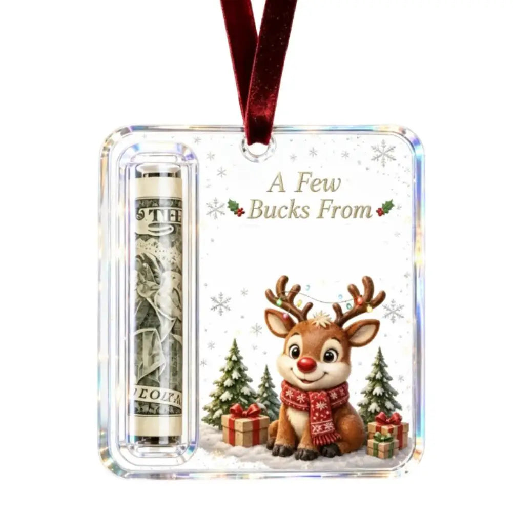 Christmas Cartoon Snowman Elk Santa Claus Acrylic Money Holder Merry Christmas Tree Hanging Ornaments Xmas Tree Pendant Gifts