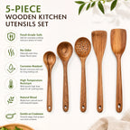 Wood Kitchenware Cooking Set Household Spatula Spoon Set Salad Spoon Fork Stirring Spoon Kitchen Baking Set With Storage Bucket