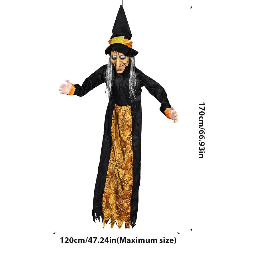 Halloween Witch Ghost Decor Horror Pendant Glowing Prank Props Electric Toys Haunted House Bar Club Home Festival Decoration