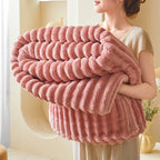 1PC Ribbed Fleece Blanket Twin/Full/Queen/King Soft Warm Textured Plush Throw for Bed Sofa Home Decor