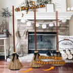 Halloween Floating Witch Broom with Witch Hat Haunted Dancing Moving Prop with Ghost Sounds Terror Atmosphere Home Party Decor