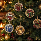 Christmas Diamond Painting Kit DIy Christmas Wooden Ornaments Xmas Snowman Reindeer Hanging Decor Relaxing Project Holiday Gifts