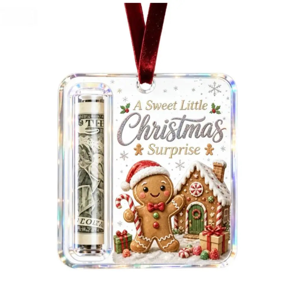 Christmas Cartoon Snowman Elk Santa Claus Acrylic Money Holder Merry Christmas Tree Hanging Ornaments Xmas Tree Pendant Gifts