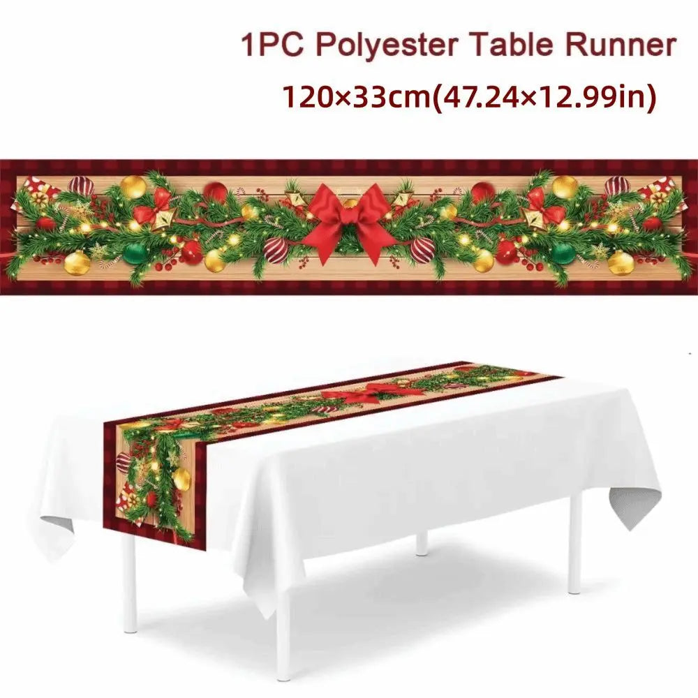 New New Year Christmas Table Runner Snowman Santa Claus Christmas Tablecloth Navidad Gift Elk Table Decor Christmas Party