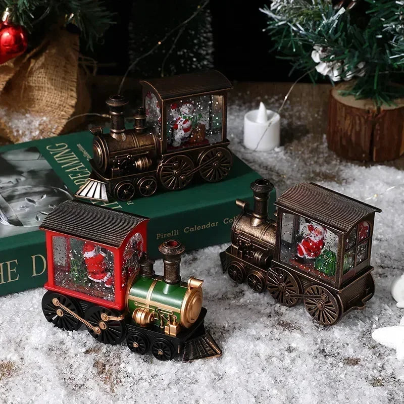 Christmas Gift Christmas Crystal Ball Ornaments LED Lights Train Santa Claus Merry Christmas Decoration for Home Party Xmas
