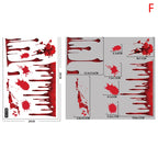 【H】Halloween Stickers Horror Blood Hand Print Door Stickers Window Bathroom Shadow Glass Female Ghost Wall Decal Halloween Decor