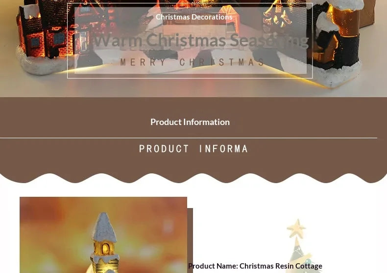 Christmas Led Light House Christmas Tree Ornaments LED Resin Small Village House Xmas Glow Decor Gift Happy New Year Decors DC05
